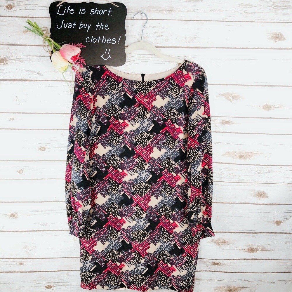 Trina Turk Dress Size 8 Silk Sheath Geometric